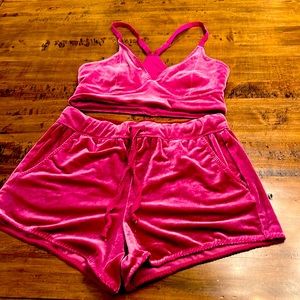 Pink velvet shortie set Kate Hudson for Fabletics